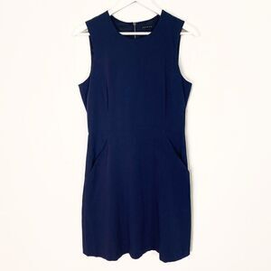 Theory Blue Sleeveless Sheath Dress with Pockets
